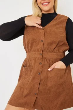 Corduroy Pinafore Dress|In the Style