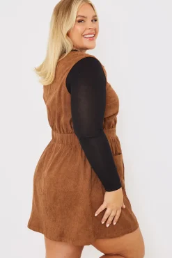 Corduroy Pinafore Dress|In the Style