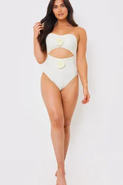 Corsage Detail Bandeau Swimsuit|In the Style Online