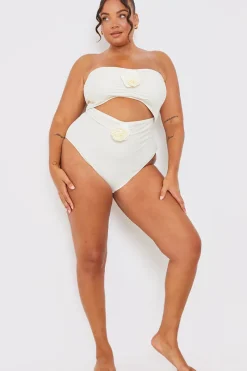 Corsage Detail Bandeau Swimsuit|In the Style Online