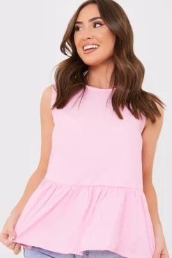 Cotton Sleeveless Peplum Blouse|In The Style Sale