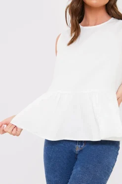 Cotton Sleeveless Peplum Blouse|In The Style Sale