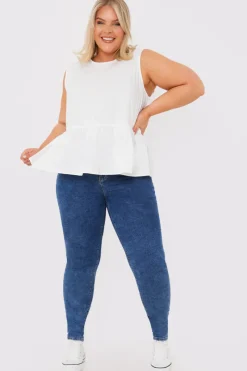 Cotton Sleeveless Peplum Blouse|In The Style Sale