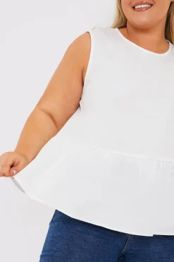 Cotton Sleeveless Peplum Blouse|In The Style Sale