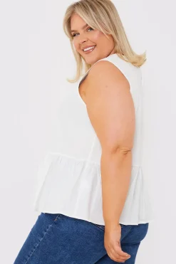 Cotton Sleeveless Peplum Blouse|In The Style Sale