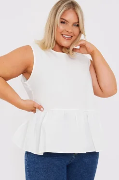 Cotton Sleeveless Peplum Blouse|In The Style Sale