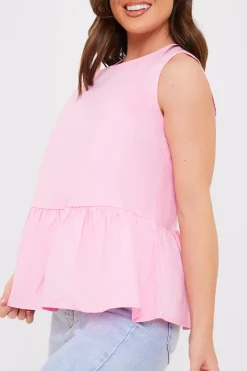 Cotton Sleeveless Peplum Blouse|In The Style Sale