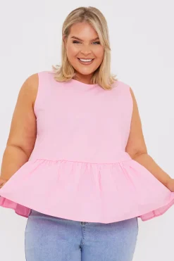 Cotton Sleeveless Peplum Blouse|In The Style Sale