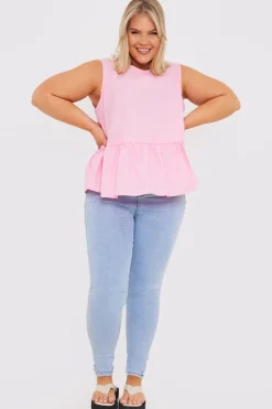 Cotton Sleeveless Peplum Blouse|In The Style Sale