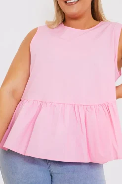 Cotton Sleeveless Peplum Blouse|In The Style Sale