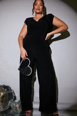 Cowl Neck Double Slinky Jumpsuit|In the Style Sale
