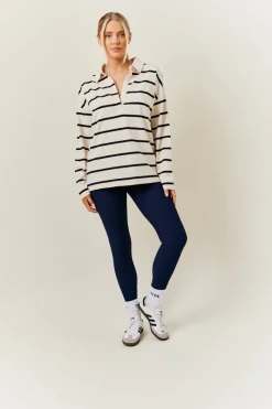 Cream & Black 90's Stripe Long Sleeve Rugby Shirt|In The Style Best