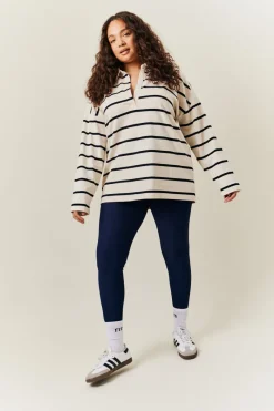 Cream & Black 90's Stripe Long Sleeve Rugby Shirt|In The Style Best