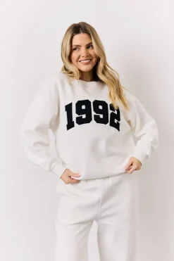 1992 Embroidered Slogan Sweatshirt|In The Style Hot