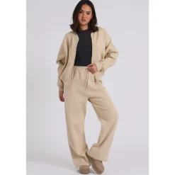Cream Bomber and Wide Leg Jogger Set|Urban Bliss Discount