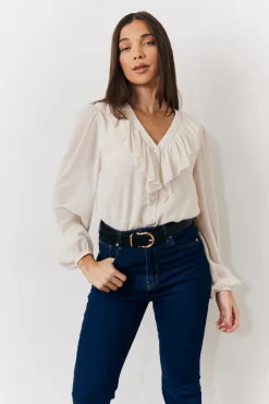 Button Front Frill Bodysuit|In the Style Outlet