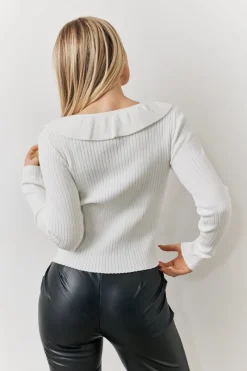 Frill Detail Knitted Top|In The Style New