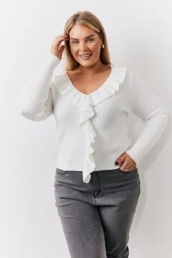 Frill Detail Knitted Top|In The Style New