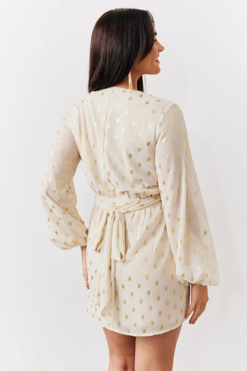 Gold Fleck Detail Belted Mini Dress|In the Style Clearance