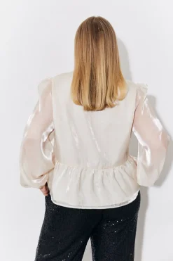 Organza Tie Front Puff Sleeve Top|In the Style Sale