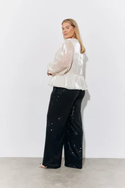 Organza Tie Front Puff Sleeve Top|In the Style Sale