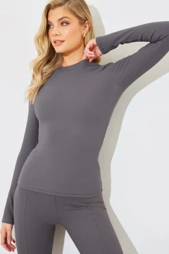 Crew Neck Long Sleeve Rib Top|In The Style Sale