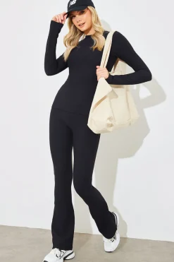 Crew Neck Long Sleeve Rib Top|In The Style Sale