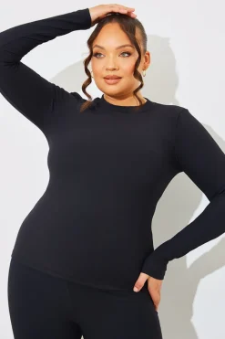 Crew Neck Long Sleeve Rib Top|In The Style Sale