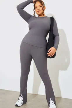 Crew Neck Long Sleeve Rib Top|In The Style Sale