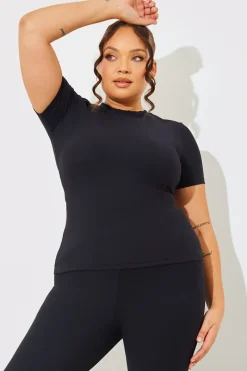 Crew Neck Short Sleeve Rib Top|In The Style Sale