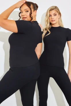Crew Neck Short Sleeve Rib Top|In The Style Sale