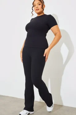 Crew Neck Short Sleeve Rib Top|In The Style Sale