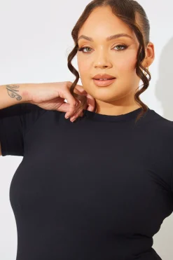 Crew Neck Short Sleeve Rib Top|In The Style Sale