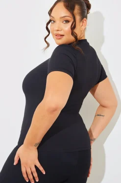 Crew Neck Short Sleeve Rib Top|In The Style Sale