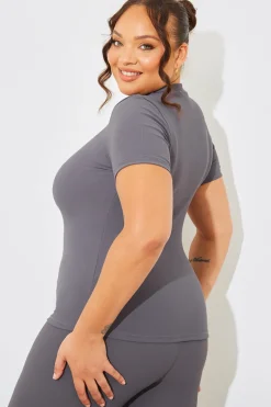 Crew Neck Short Sleeve Rib Top|In The Style Sale