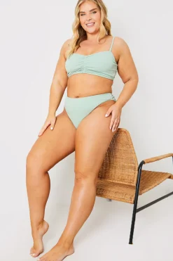 Crinkle Ruched Front Bandeau Bikini Top|In the Style Hot