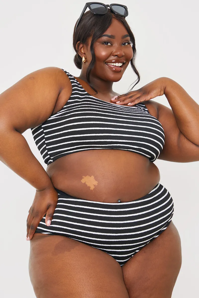 Crinkle Square Neck Stripe Bikini Top|In the Style New
