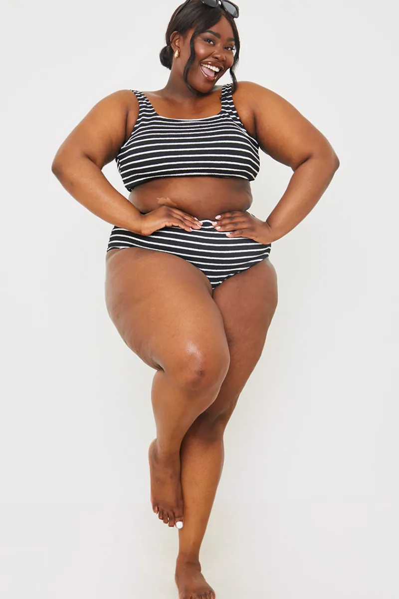 Crinkle Square Neck Stripe Bikini Top|In the Style New