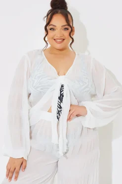 Crinkle Tie Front Blouse|Fits Outlet
