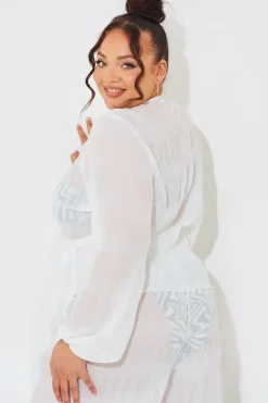 Crinkle Tie Front Blouse|Fits Outlet