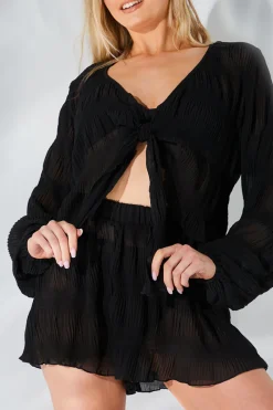 Crinkle Tie Front Blouse|Fits Outlet