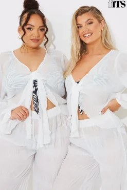 Crinkle Tie Front Blouse|Fits Outlet