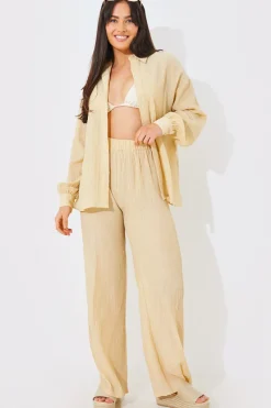 Crinkle Wide Leg Trousers|In the Style Clearance