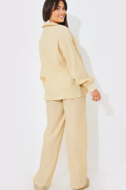Crinkle Wide Leg Trousers|In the Style Clearance