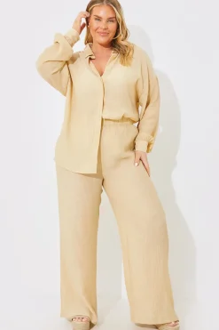 Crinkle Wide Leg Trousers|In the Style Clearance