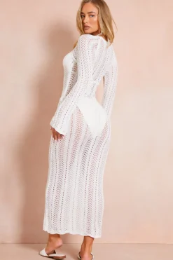 Crochet Flare Sleeve Midaxi Dress|In the Style Outlet