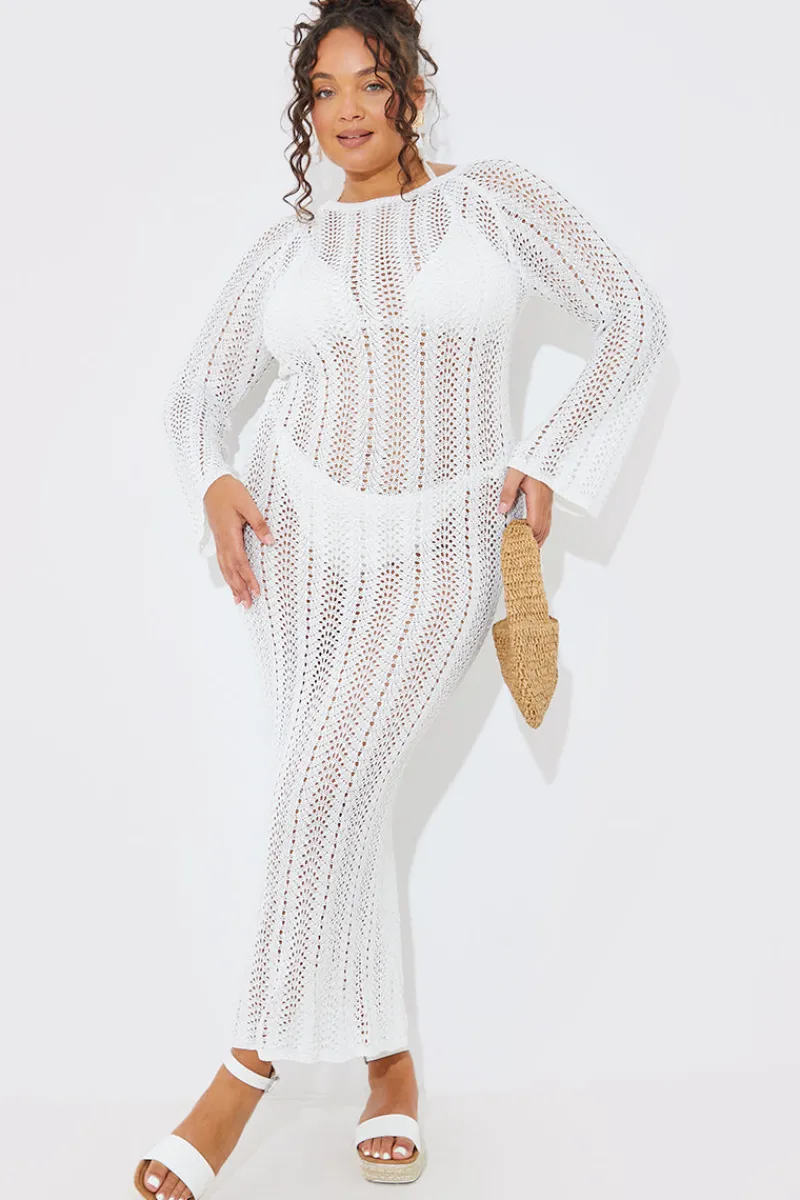 Crochet Flare Sleeve Midaxi Dress|In the Style Outlet