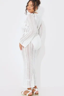 Crochet Flare Sleeve Midaxi Dress|In the Style Outlet