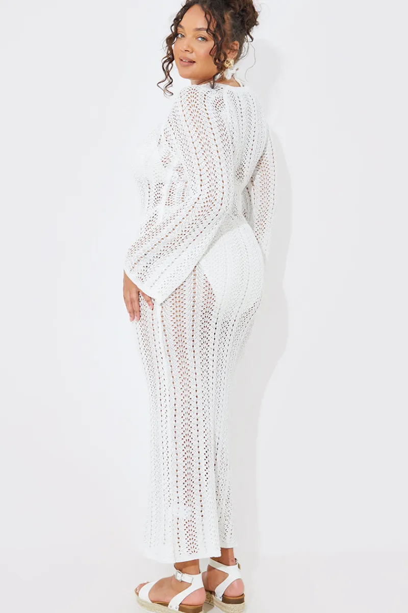 Crochet Flare Sleeve Midaxi Dress|In the Style Outlet