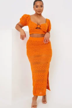 Crochet Puff Sleeve Crop Top|In the Style Sale